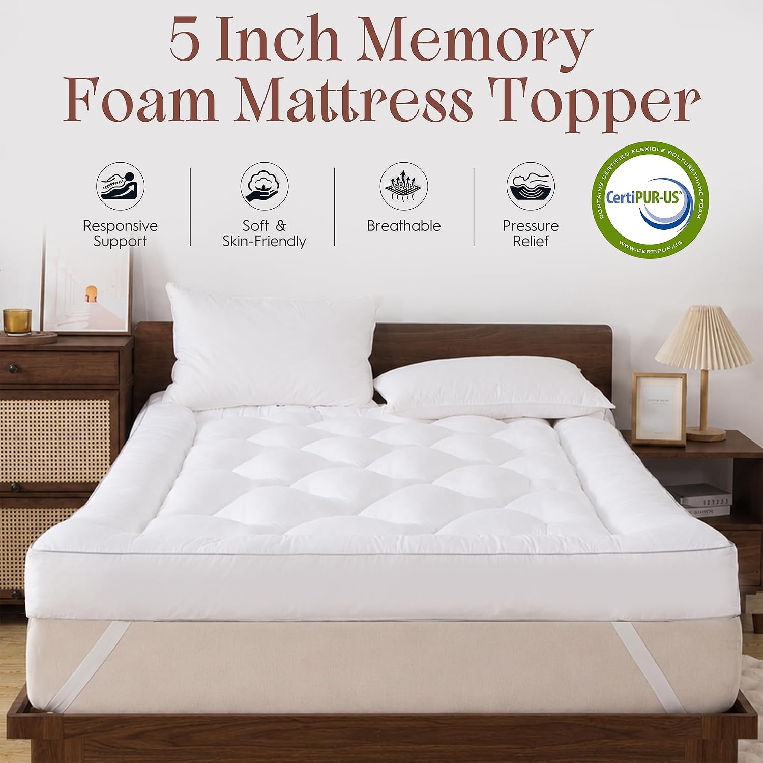 Thumbnail 1 de Memory Foam Mattress Topper, 5-Inch Queen