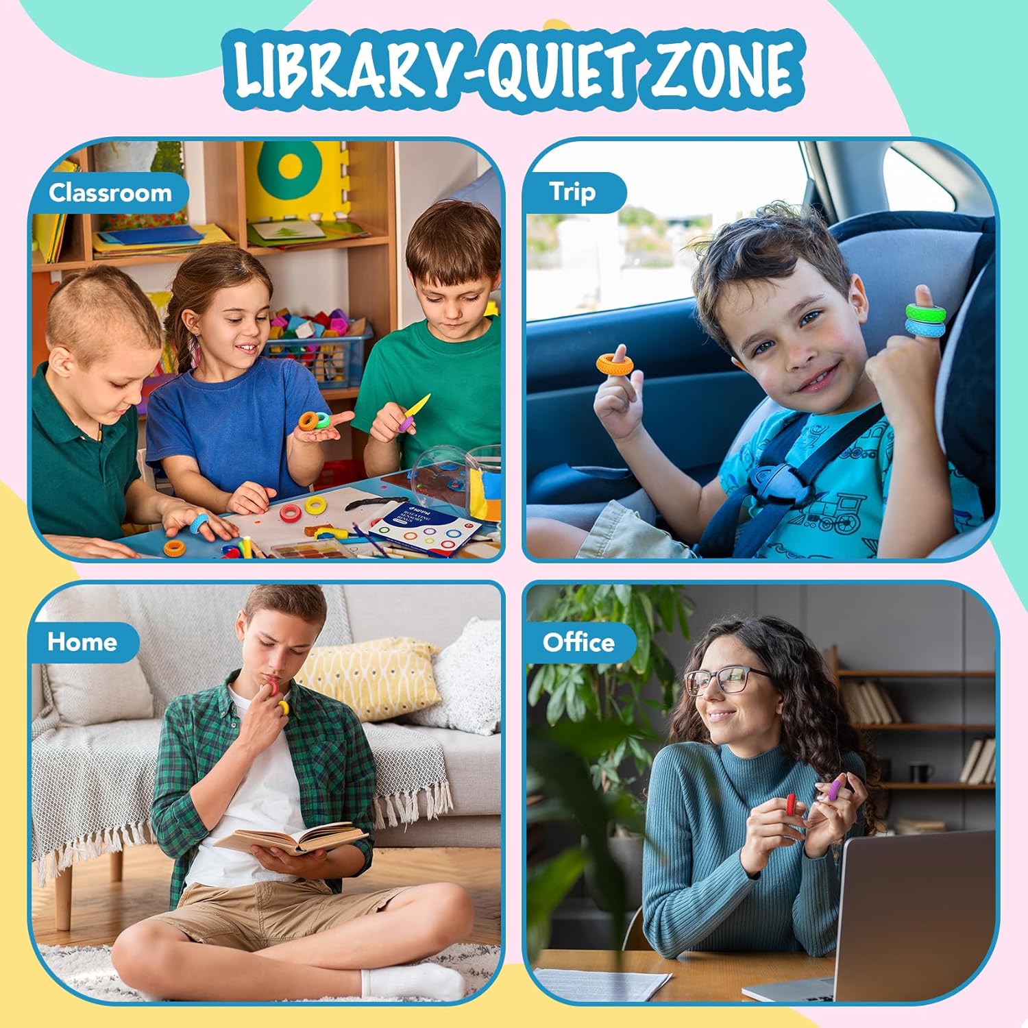 Thumbnail 1 de Fidget Ring Toys: 36 sensorische Ringe mit 6 Texturen – lautlos zur Angstbewältigung, ADHD und Autismus