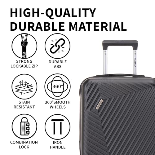 Detalle de FLYMAX 55x40x20 Ryanair Cabin Bag Suitcase – 40L Hard Shell Carry-On