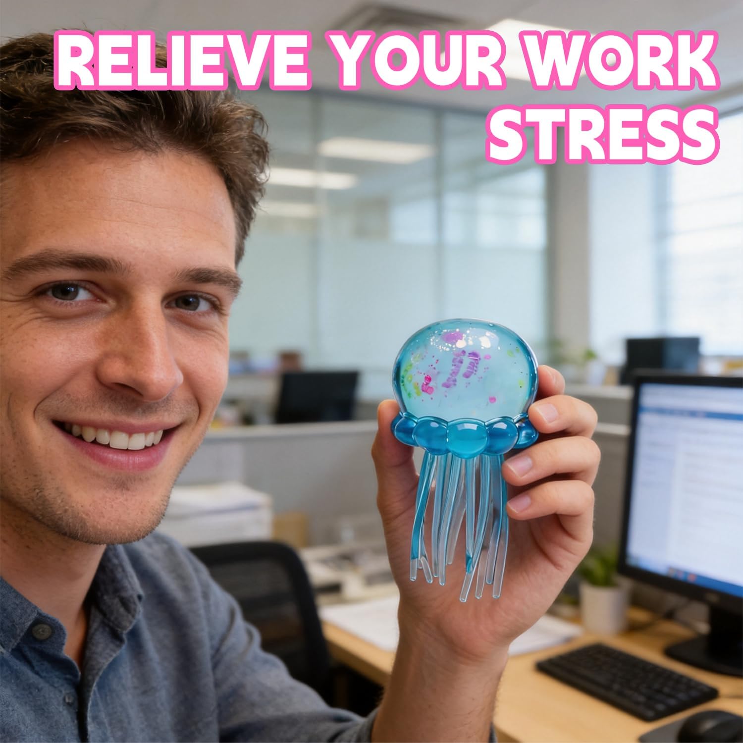 Thumbnail 1 de GZFGUZ Jellyfish Squishy Toy — Jellyfish Design Squeeze Stress Ball (4 Colors)