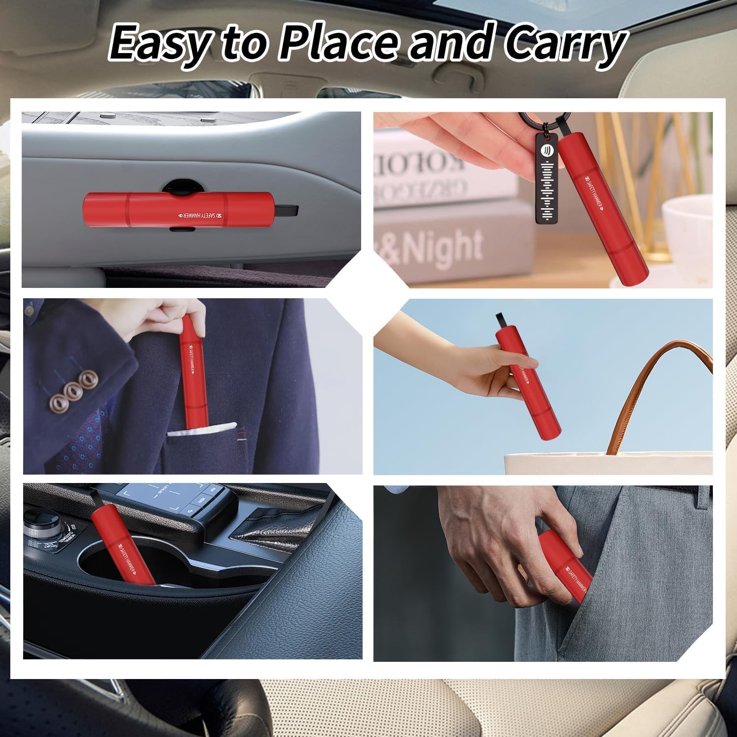 Detalle de Tierwarf Car Safety Hammer 2-in-1 window breaker & seatbelt cutter (2 pack)