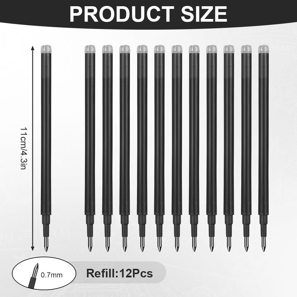 Detalle 2 de Vicloon ricariche per penna cancellabile, 12 refill con punta 0,7 mm (nero)