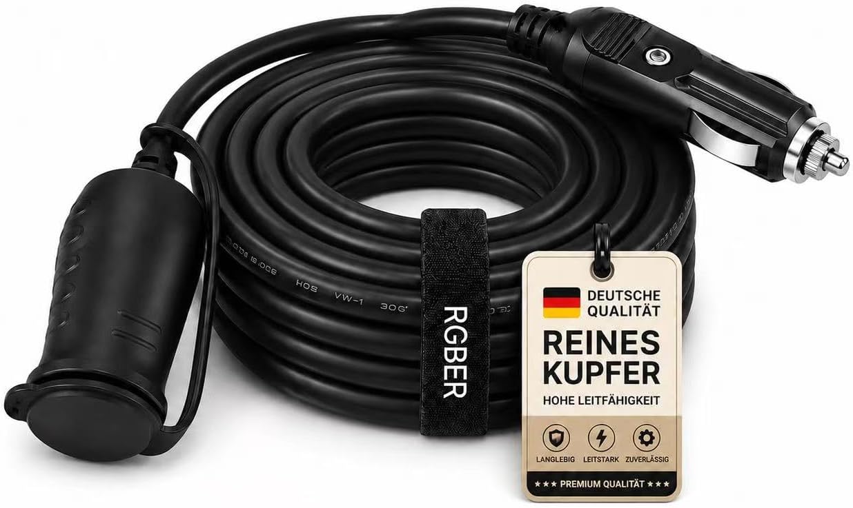 Thumbnail 6 de RGBer® 12V Zigarettenanzünder Verlängerungskabel mit Stecker – passend für Auto-Kühlbox und Kompressor