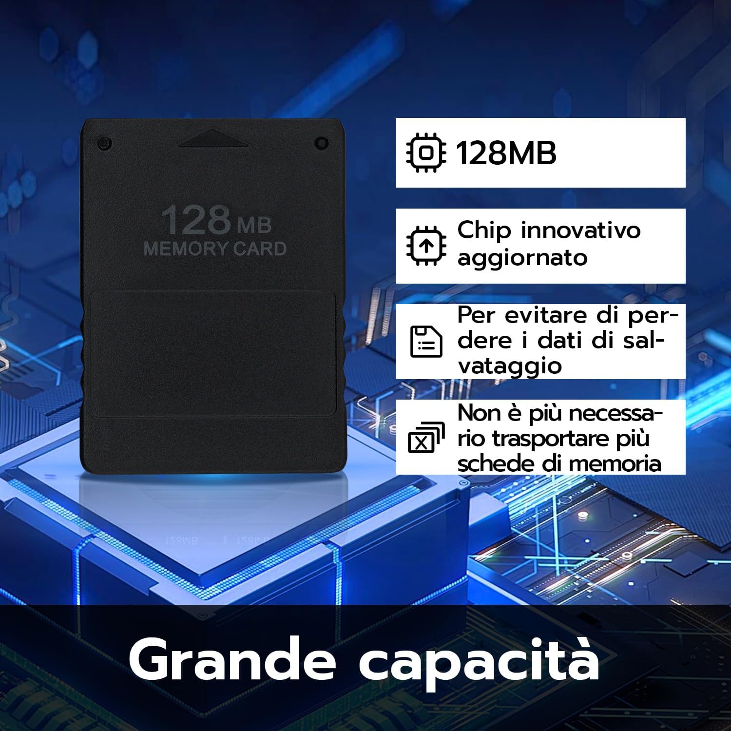 Detalle de Wigearss Scheda di Memoria 128MB Alta Velocità per Backup della Console PS2