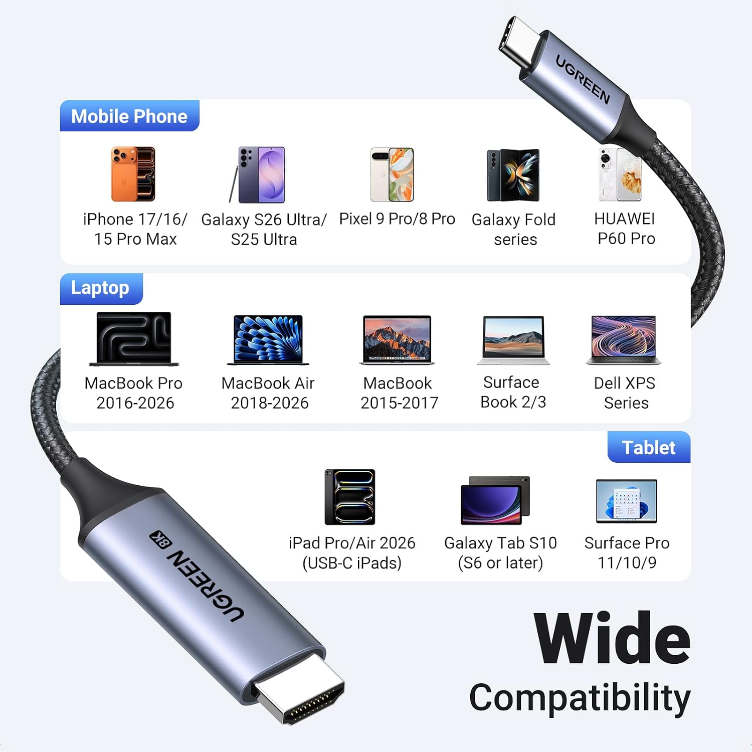 Thumbnail 6 de UGREEN USB C to HDMI 2.1 Cable 8K@60Hz