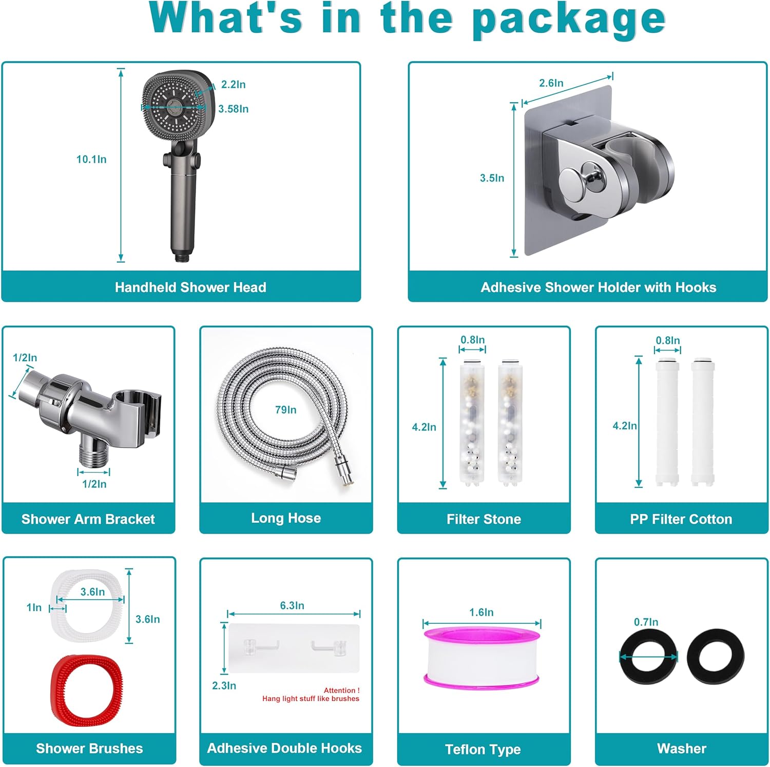 Thumbnail 6 de Umyder Handheld Shower Head with 79in Hose: High-Pressure Filtered Shower Head with On/Off Pause and Wall Mount