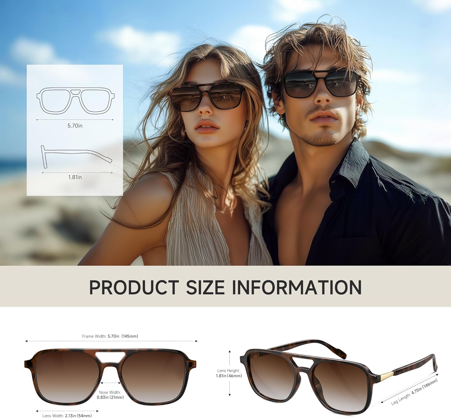 Detalle de konqkin Retro Aviator Sunglasses for Women & Men
