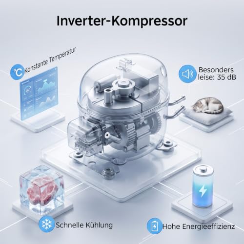 Detalle de Midea 338L Kühlschrank mit Gefrierfach, 185 cm – Dual Inverter System, No Frost