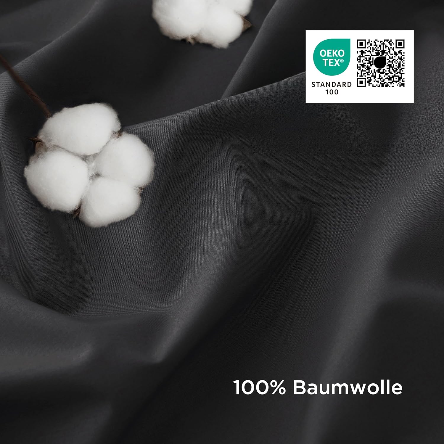 Thumbnail 3 de BEDSURE Bettwäsche 135x200 aus Baumwolle (4-teilig) – Schwarz, mit Reißverschluss