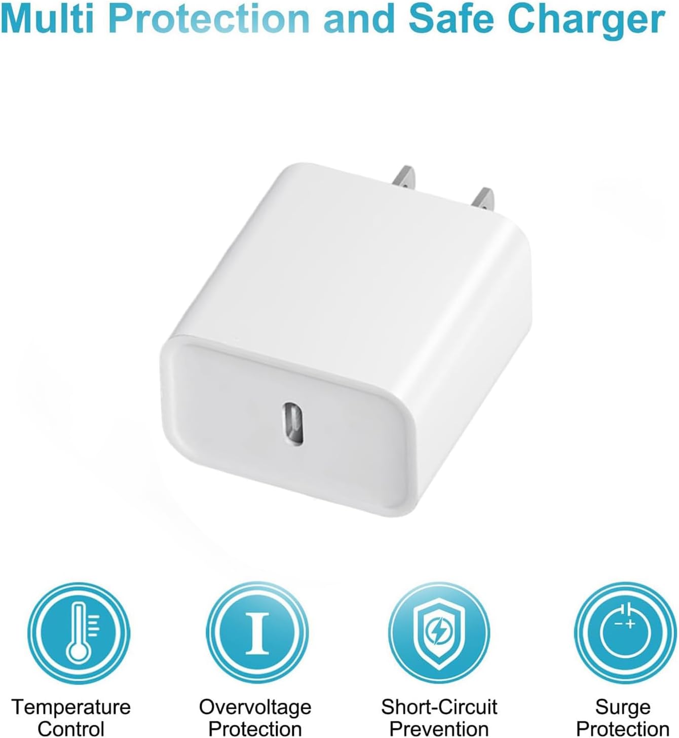 Detalle de iPhone 17/16/15 Fast Charging 20W USB-C Charger Block (4-Pack) with 6FT C-to-C Cables