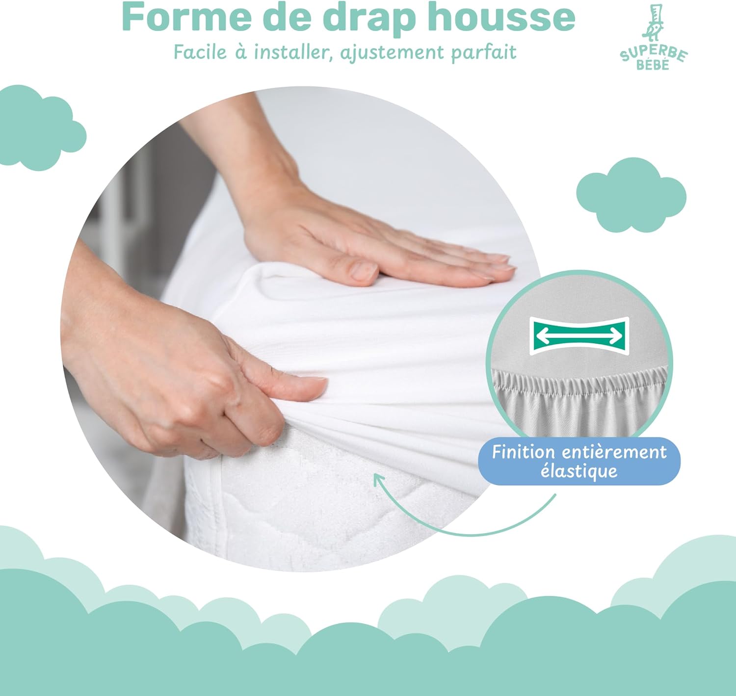 Thumbnail 5 de Protège matelas bébé 60x120 imperméable lavable en machine (alèse / surmatelas) – Garantie 10 ans