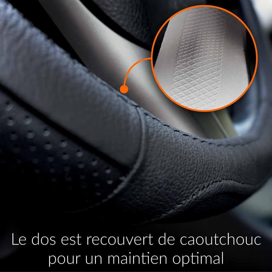 Detalle 2 de Upgrade4cars Couvre-volant cuir noir taille 37-39 cm