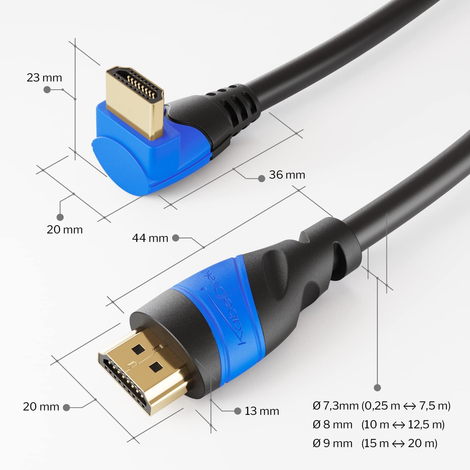 Detalle de KabelDirekt – Cavo HDMI 4K 90° da 2 m, High Speed con Ethernet