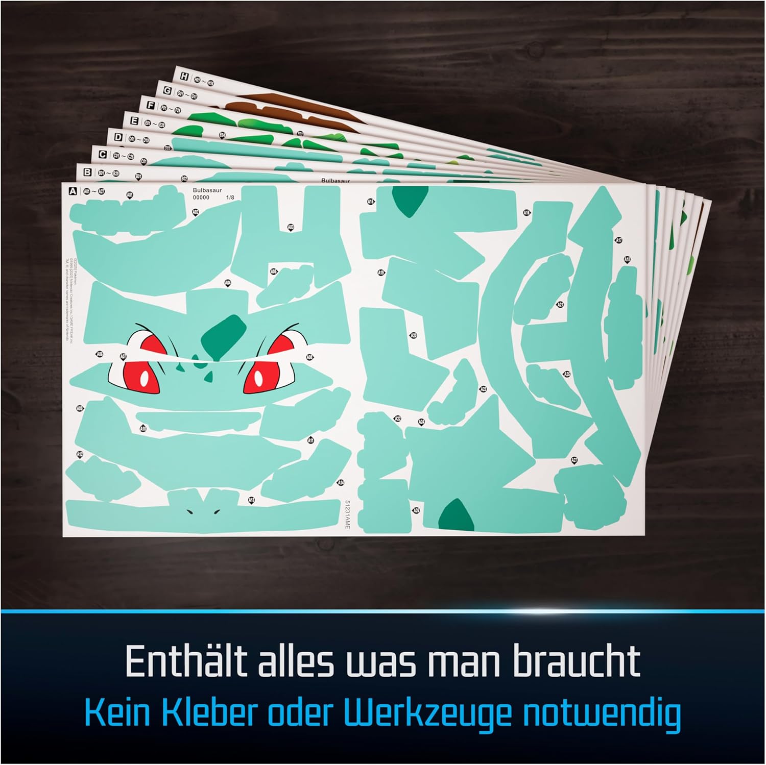 Detalle de 4D Build Bisasam (Bulbasaur) – detailreicher 3D-Modellbausatz aus Karton, 195 Teile ab 12 Jahren
