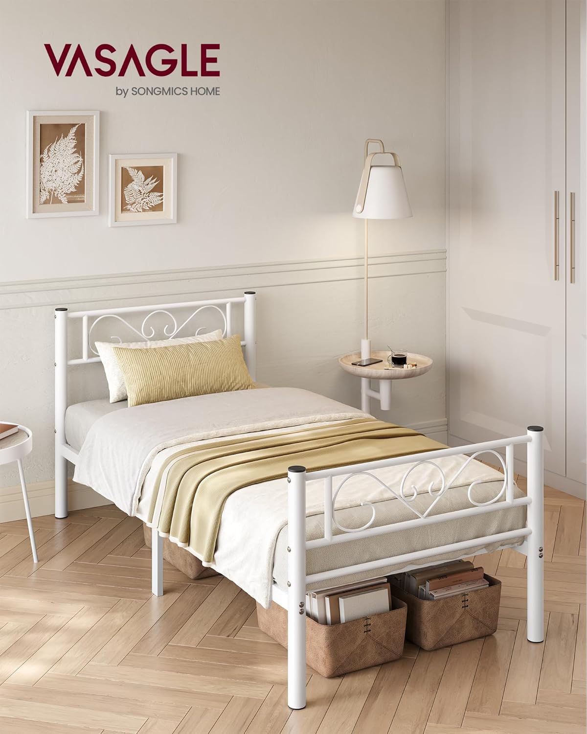 Detalle 2 de VASAGLE RMB061W01 Cama de invitados 90x190 Blanco
