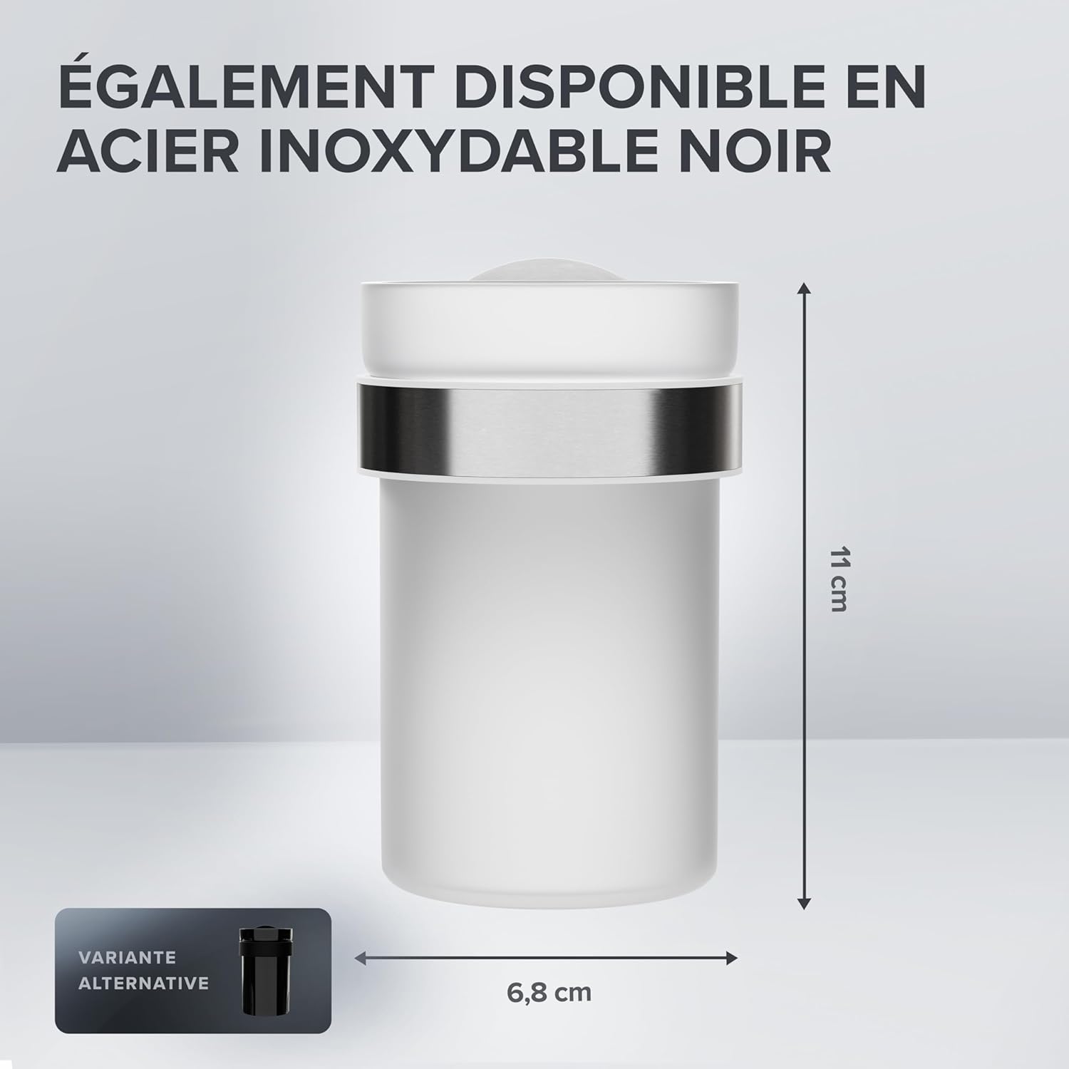 Thumbnail 2 de ovimar Keldsnor Gobelet à brosse à dents – Argenté, sans perçage, en verre et acier inoxydable