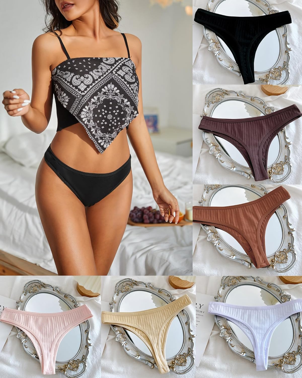 Thumbnail 1 de ALL OF ME 6er Pack Baumwolle String Tanga für Damen – bequeme Cotton-Slips als Mehrpack