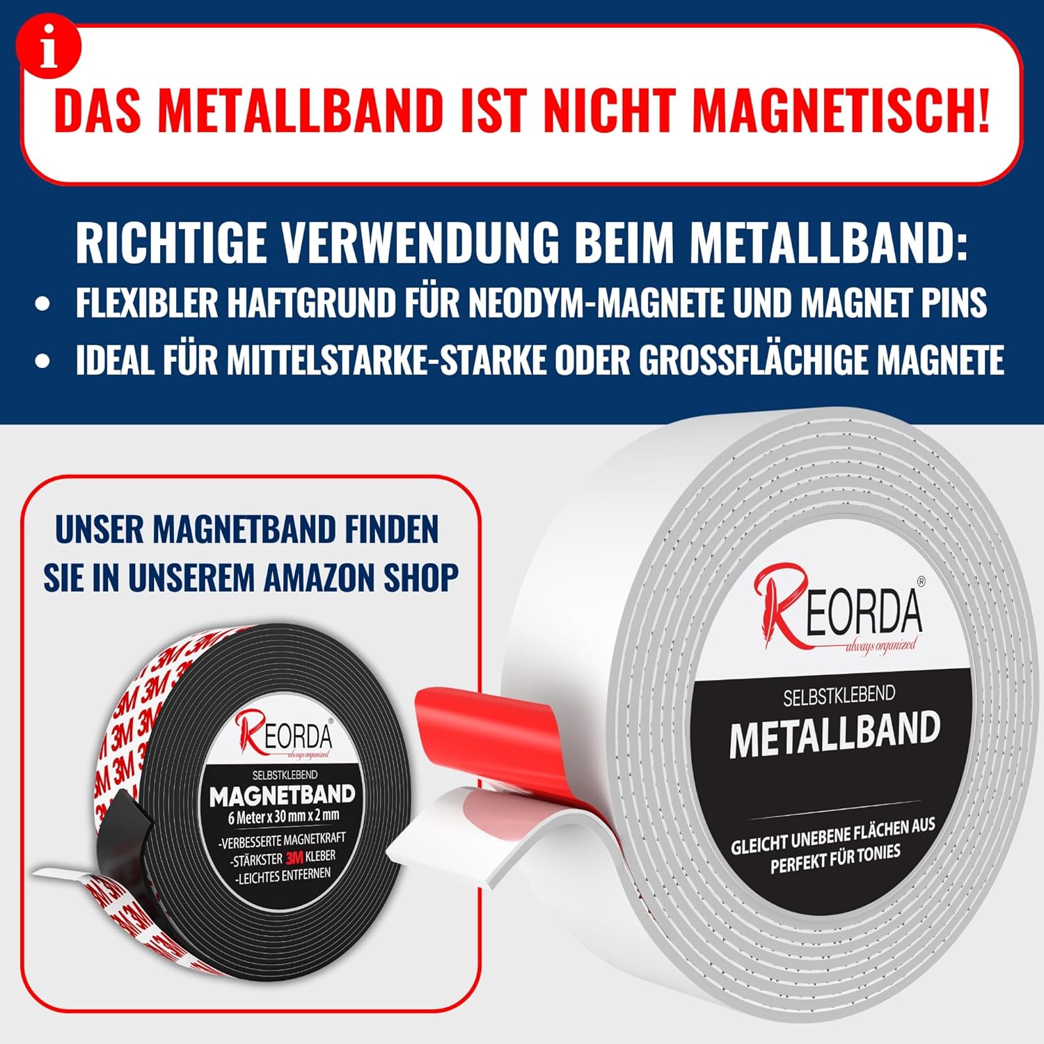 Thumbnail 2 de REORDA Metallband selbstklebend Weiß 3 m