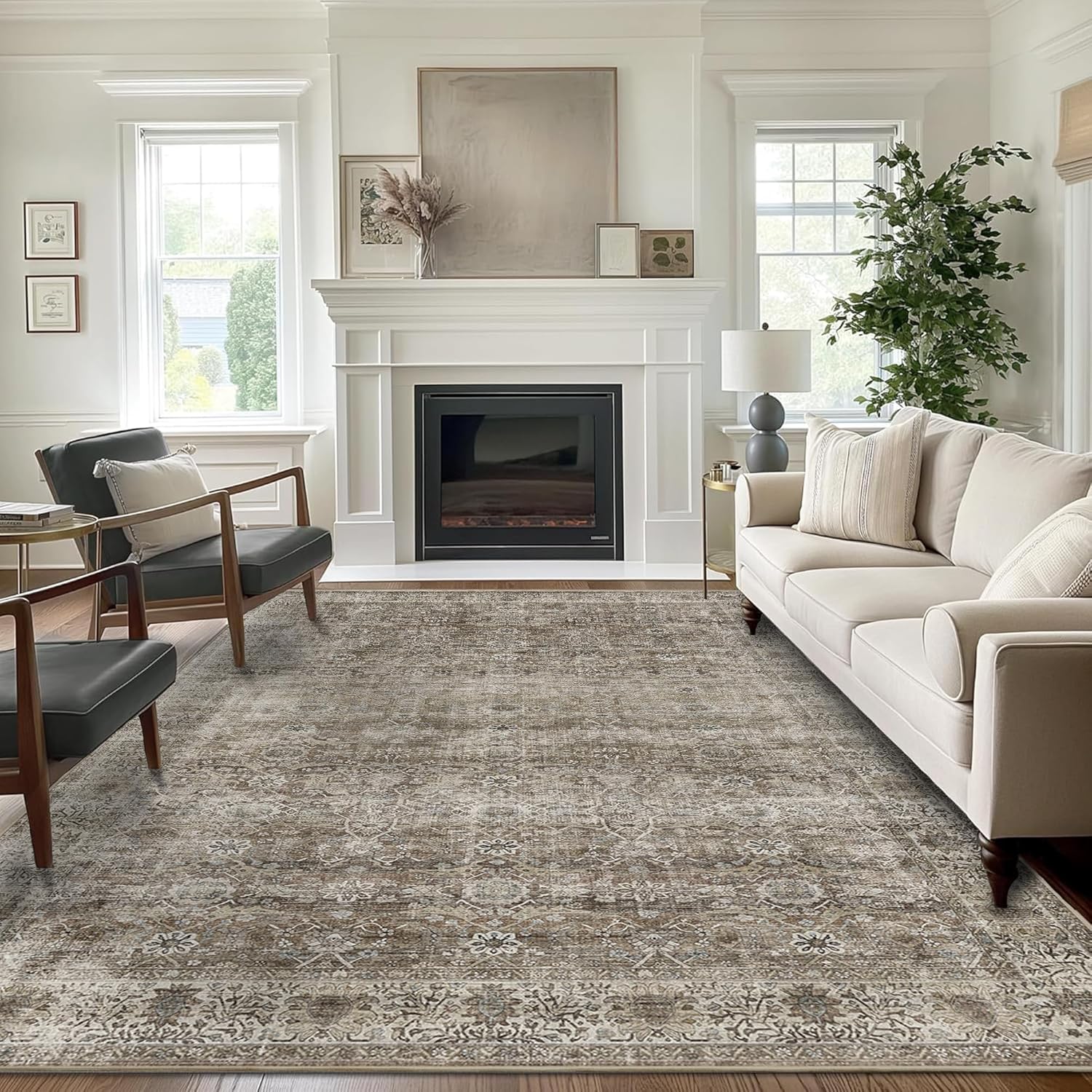 Detalle de Zeeinx ZX3001-2 6' x 9' Vintage Area Rug, Washable Floral Design
