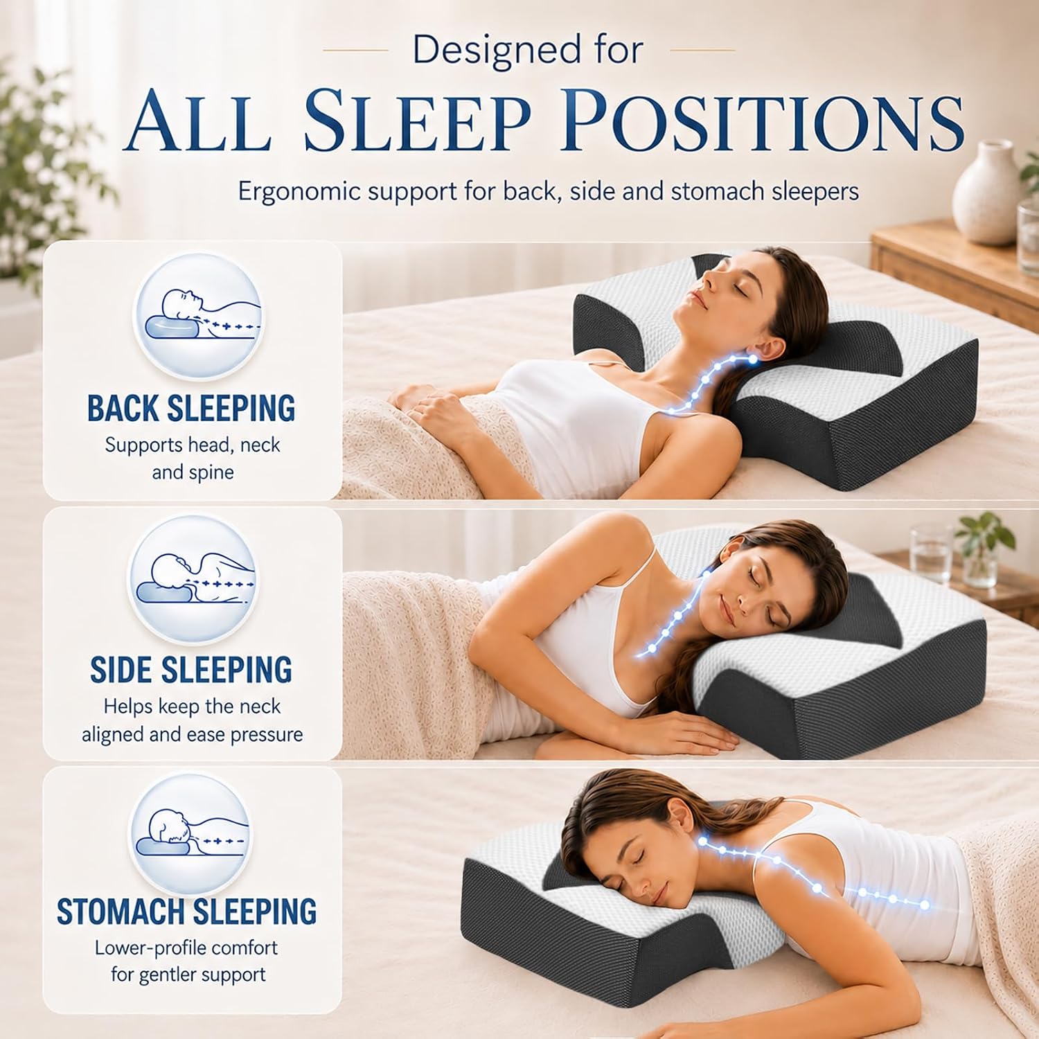 Detalle 2 de Hydomi Memory Foam Cervical Pillow for Neck Pain