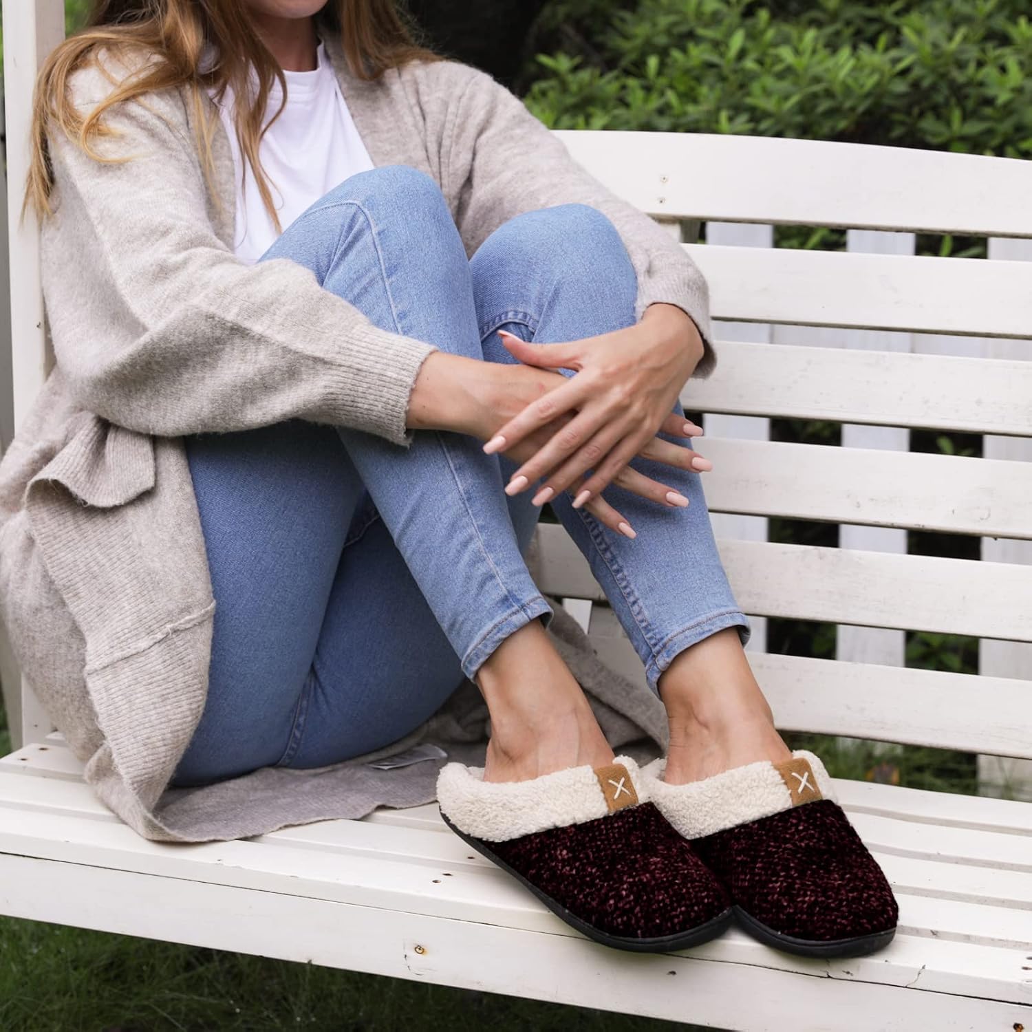 Thumbnail 6 de ULTRAIDEAS Ladies’ Cozy Memory Foam Slippers with faux plush fleece lining and anti-skid rubber sole