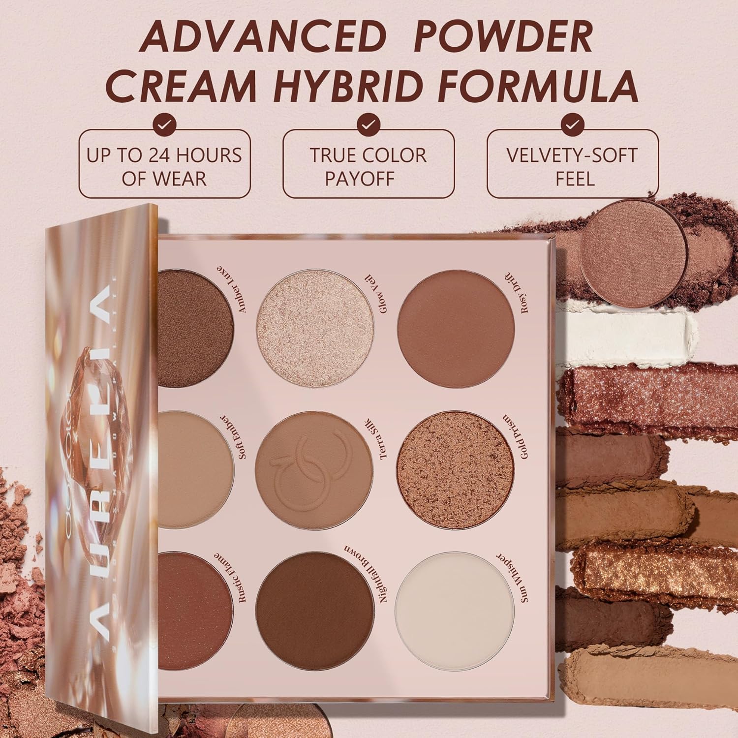 Detalle de docolor Nude Lidschatten Palette „Velours-Matte“ (9 Farben) – wasserfest, vegan