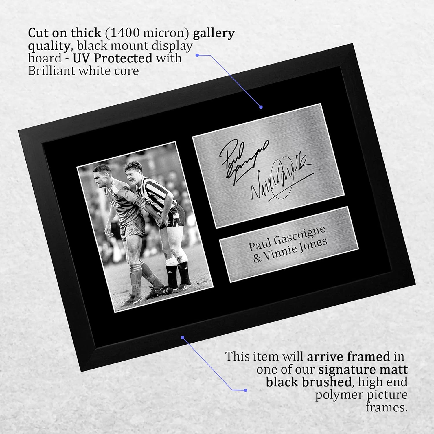 Thumbnail 2 de HWC Trading A4 Framed Signed Autograph Picture – Paul Gascoigne & Vinnie Jones Wimbledon FC Magpies “The Nut Cracker” (A4)
