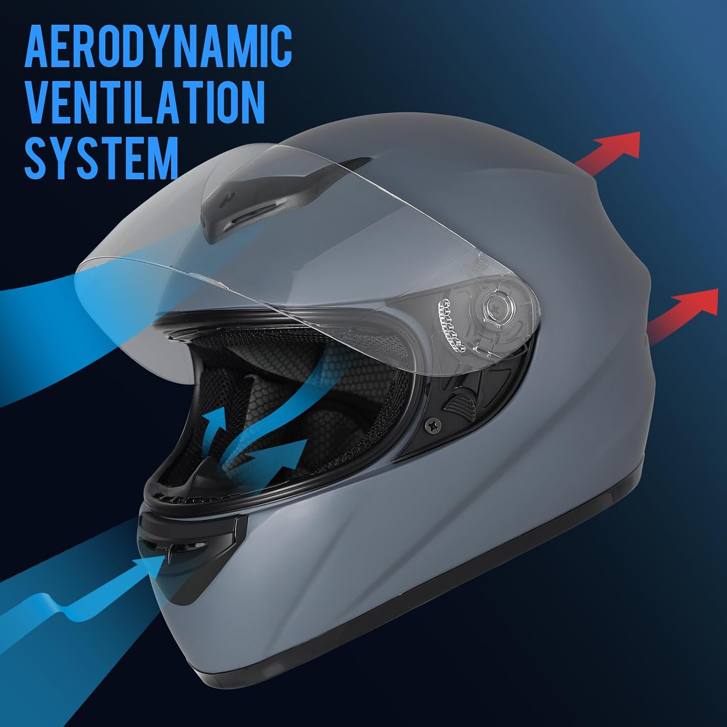 Detalle de Favoto casco moto integrale per adulti approvato ECE 22.06 traspirante grigio taglia M (57-58 cm)