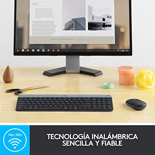 Detalle de Logitech MK470 Combo: Teclado y Ratón Inalámbricos para Windows (Negro)
