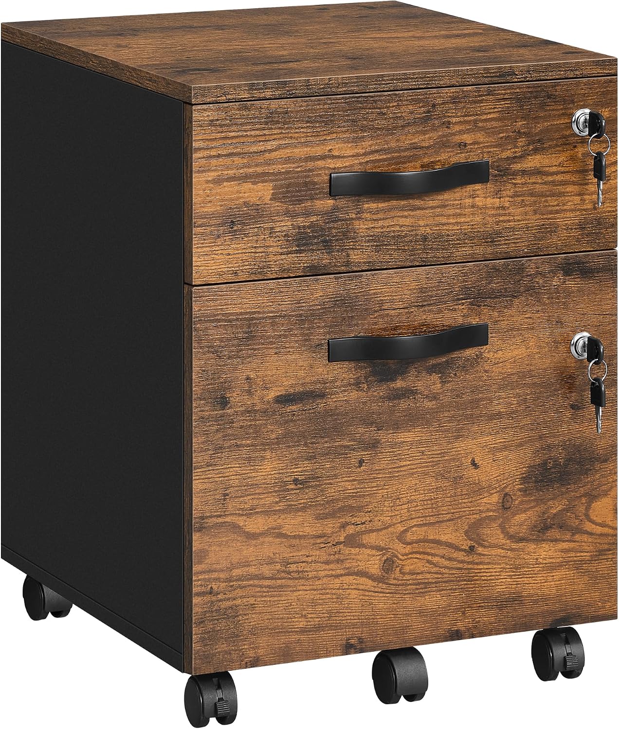 Detalle de VASAGLE LCD022K01 Mobile File Cabinet, 2 Lockable Drawers, 5 Wheels