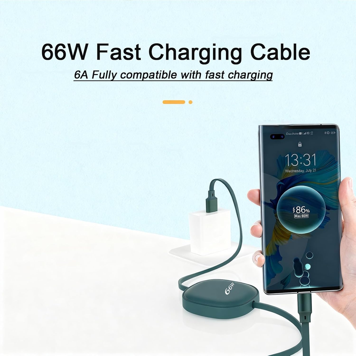 Detalle 2 de Multi Charger Cable 66W 3‑in‑1 retractable 1.2m