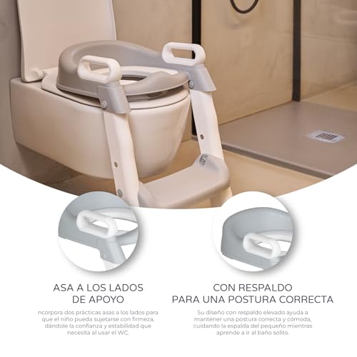 Detalle de MS BabyWorld – Adaptador WC con Escalera: asiento acolchado, altura ajustable y seguridad para aprender a usar el baño