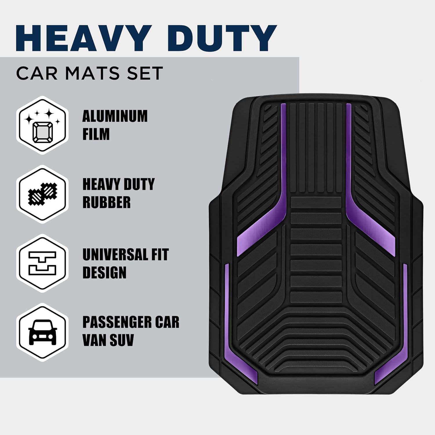 Thumbnail 1 de PIC AUTO Heavy Duty Rubber Floor Mats 6-Piece