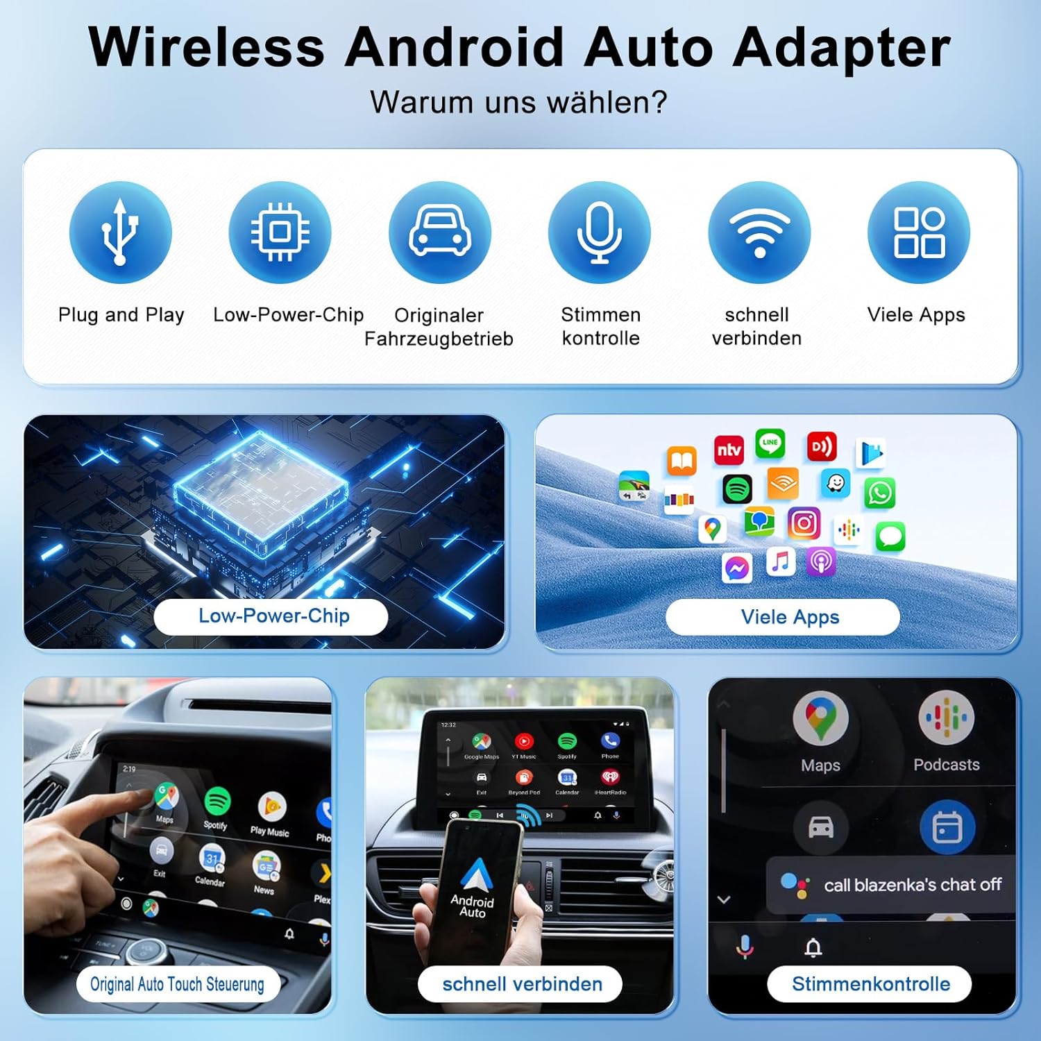 Thumbnail 1 de PAUNEZUEL Wireless Android Auto Adapter: kabelgebundenes Android Auto drahtlos nutzen (für Android ab 11, Autos ab 2017)