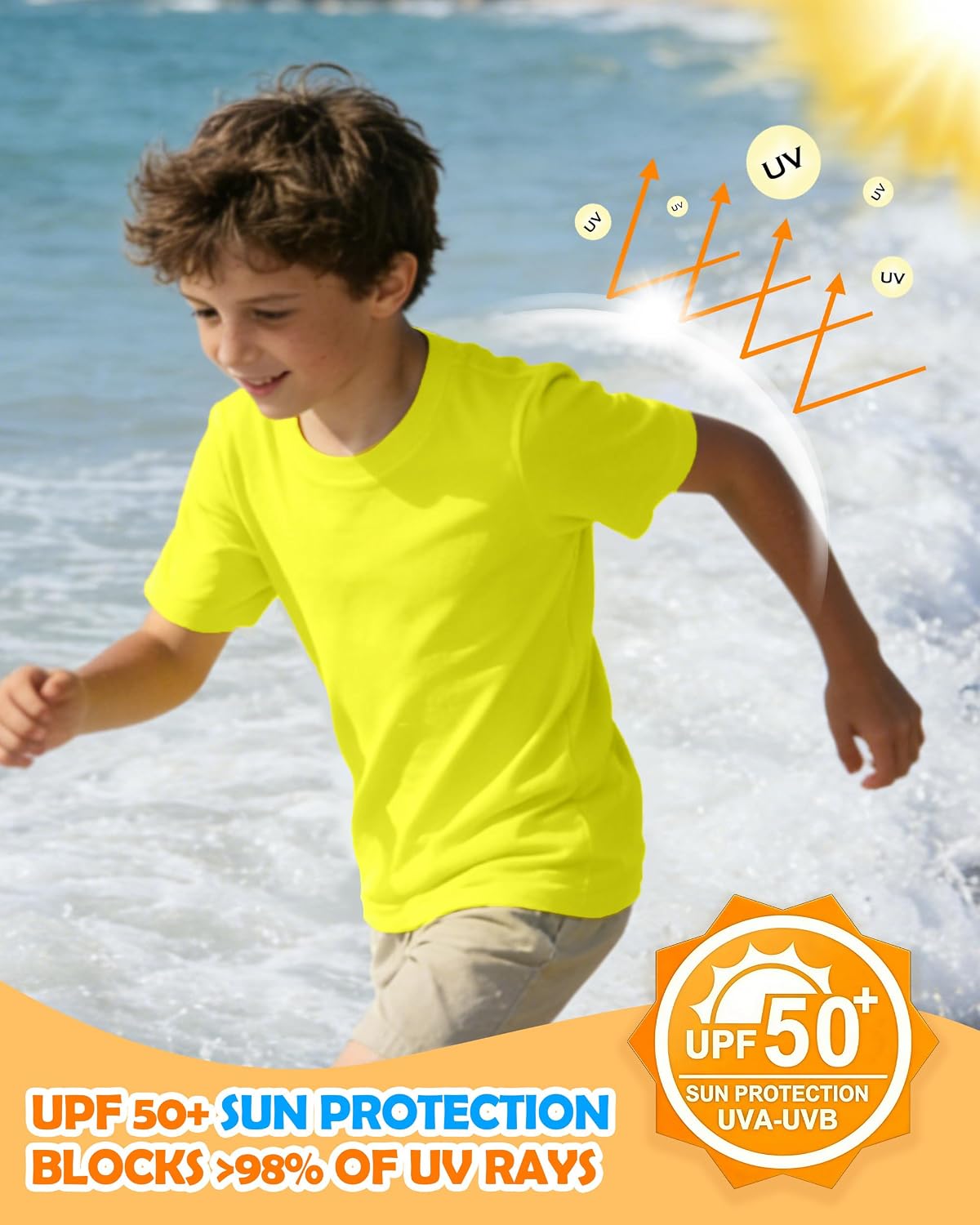 Detalle 2 de DRONIRING Boys' Swim Shirt, UPF 50+