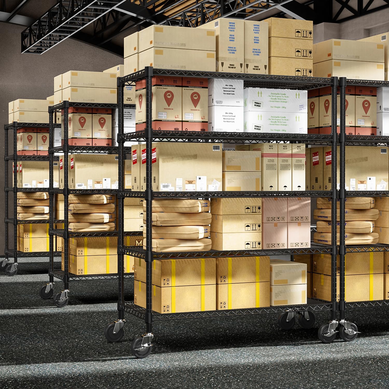 Detalle 2 de M MZG A60135180BKI502-AU 5-Tier Metal Shelving Unit, 53.2-Inch Wide