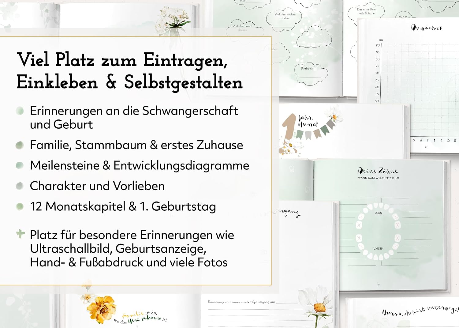 Thumbnail 3 de Babyalbum „Mein erstes Jahr“ – Baby Erinnerungsbuch zum Ausfüllen (72 Seiten) von Herzthaler