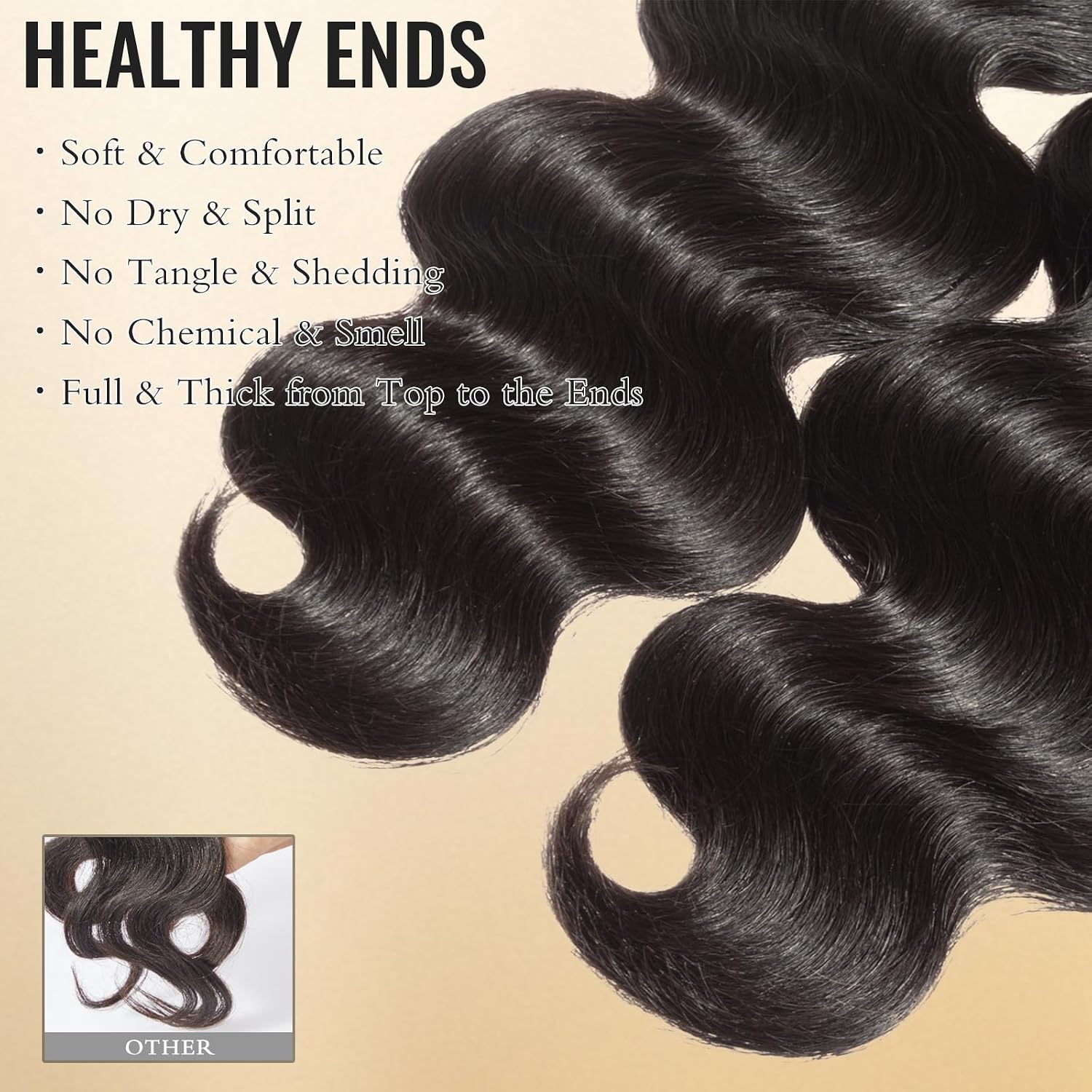 Thumbnail 3 de WEQUEEN 16A Brazilian Virgin Body Wave Human Hair Bundles (18, 20, 22 inch) in #1B
