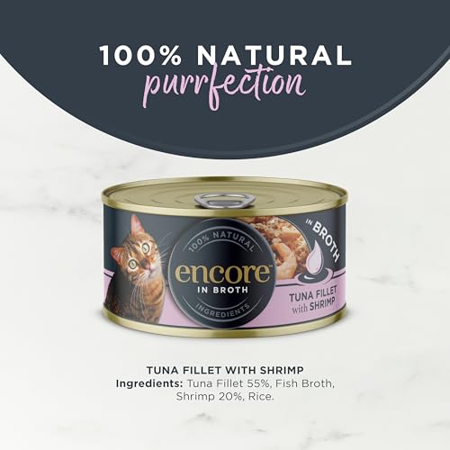 Thumbnail 5 de Encore Natural Adult Wet Cat Food: Tuna with Shrimp in Broth in 16 x 70g Tins