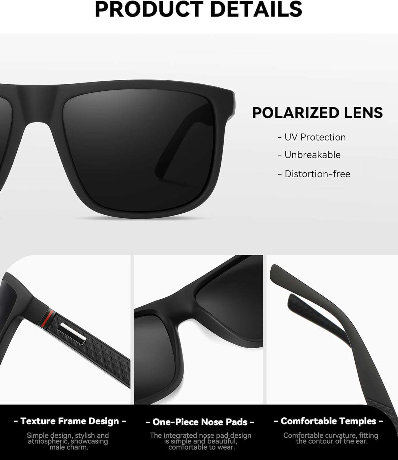Thumbnail 3 de Perfectmiaoxuan Polarisierte Sonnenbrille für Herren & Damen mit TR90-Gestell, UV400 und HD-Pilotobjektiven
