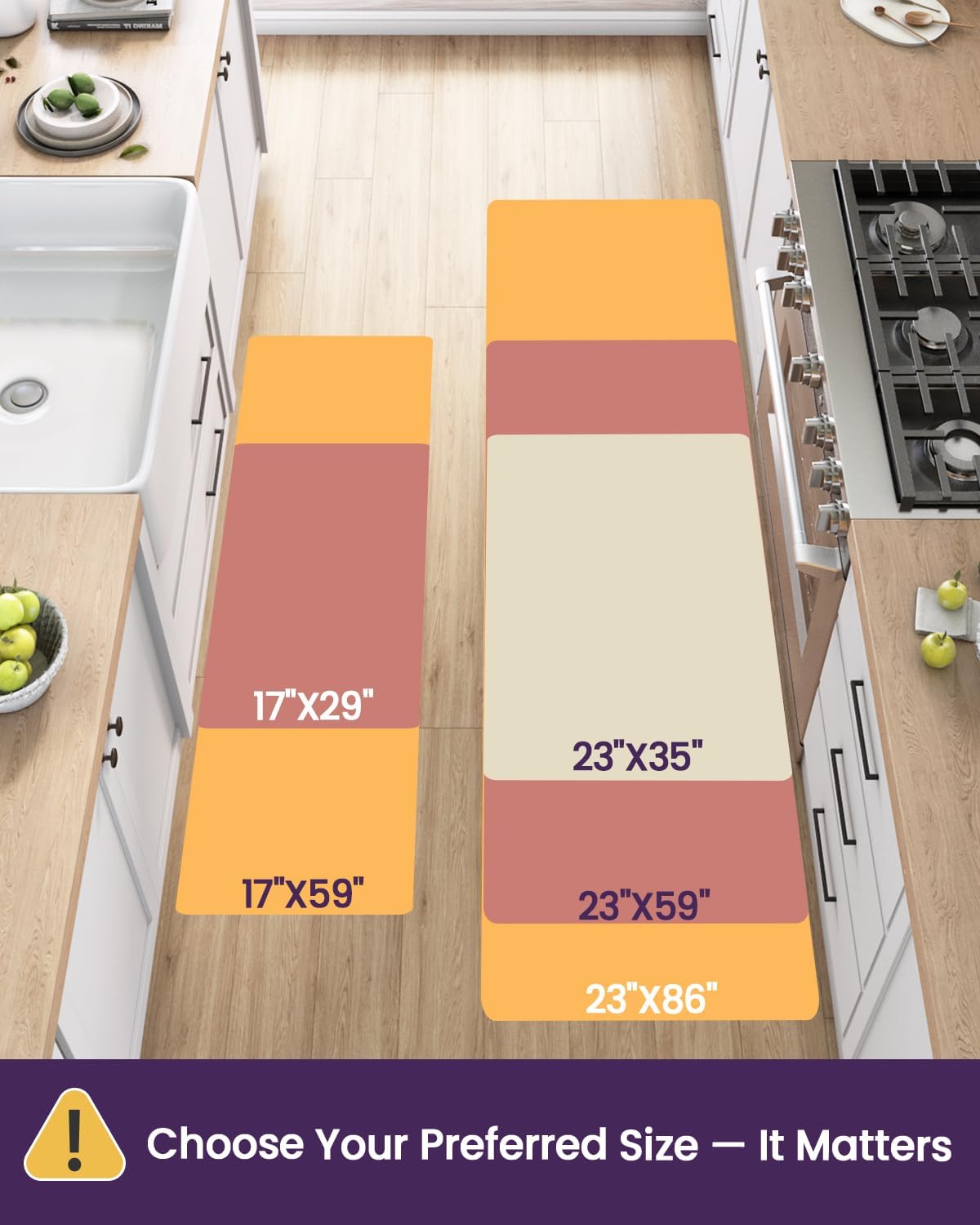 Detalle 2 de DEXI Kitchen Mats 23x86 Anti-Fatigue Runner Rug