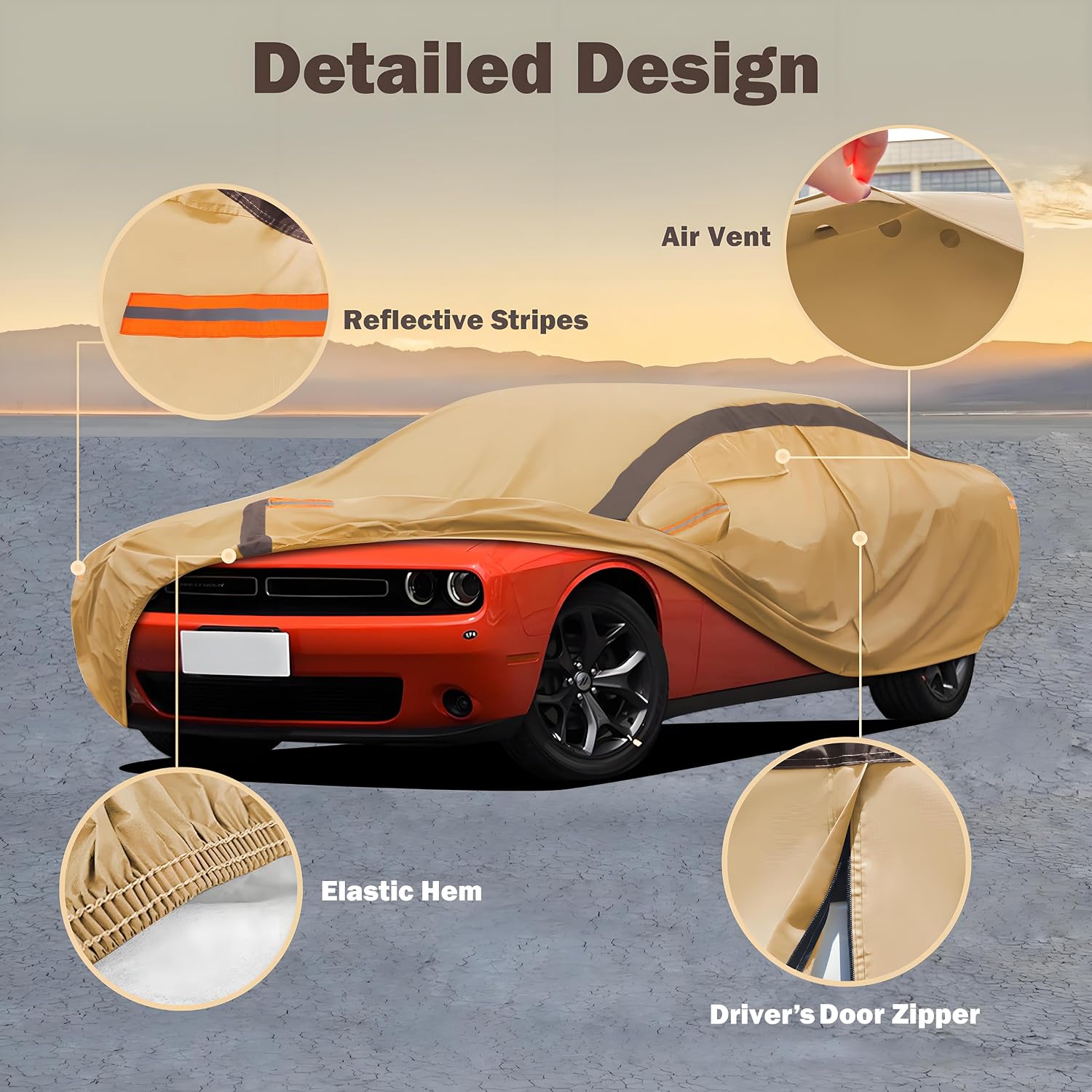 Detalle 2 de FSGRICH Car Cover for Dodge Challenger — Waterproof