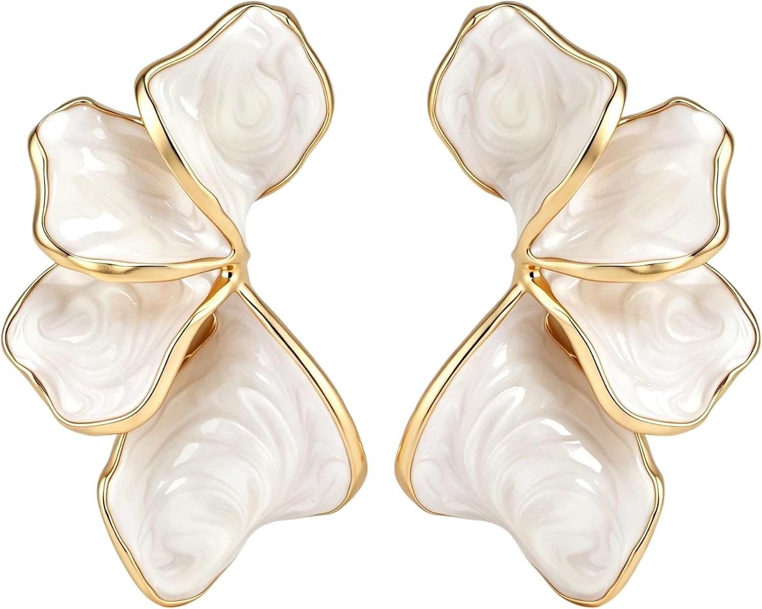 Detalle de Gold-Plated Flower Earrings, Large Floral Design