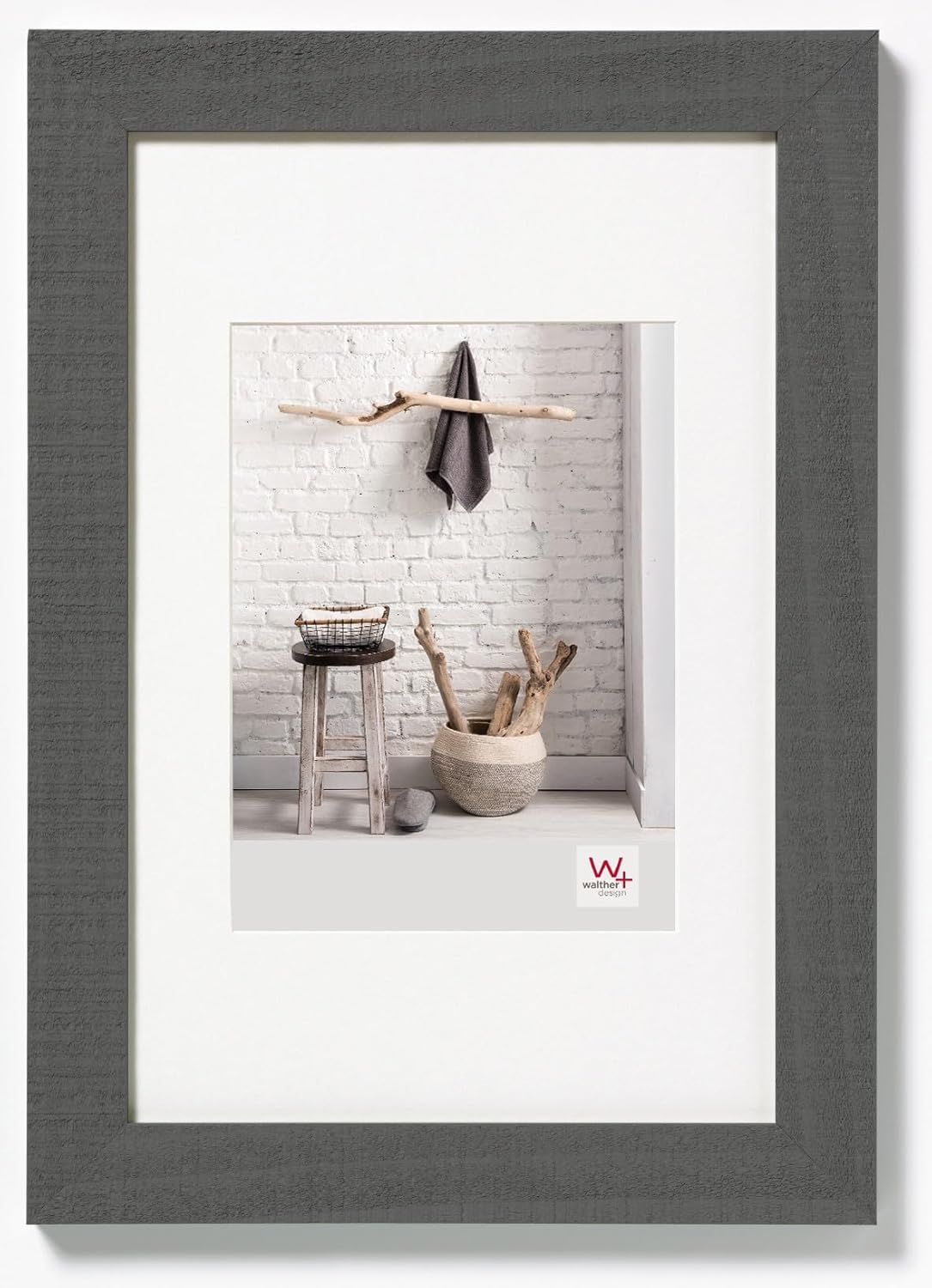 Detalle de Walther Design Cadre Photo Gris 18 x 24 cm avec Passe-Partout – HO824D