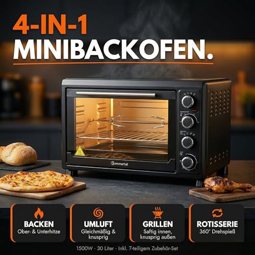 Thumbnail 2 de Sommertal Minibackofen 45L | 2000W mit Drehspieß, Umluft und 60 Min Timer