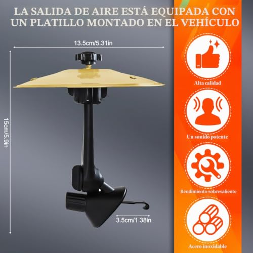 Detalle 2 de Yeria Platillos de Batería para Coche – Crash Cymbal Decoración de Ventilación (dorado)