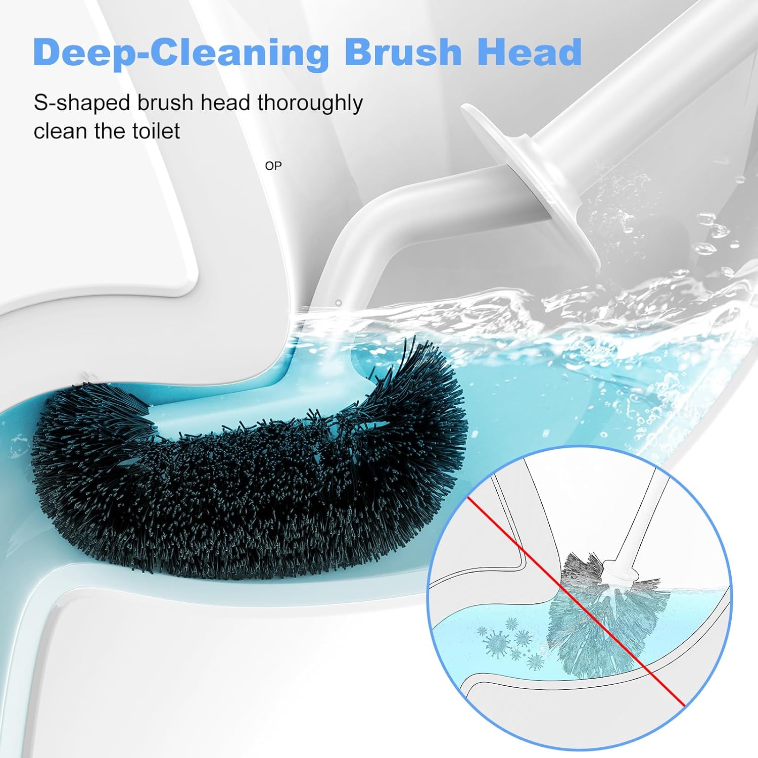 Thumbnail 1 de HAMITOR Curved Toilet Bowl Brush Holder Set with Hidden Holder for Small Spaces
