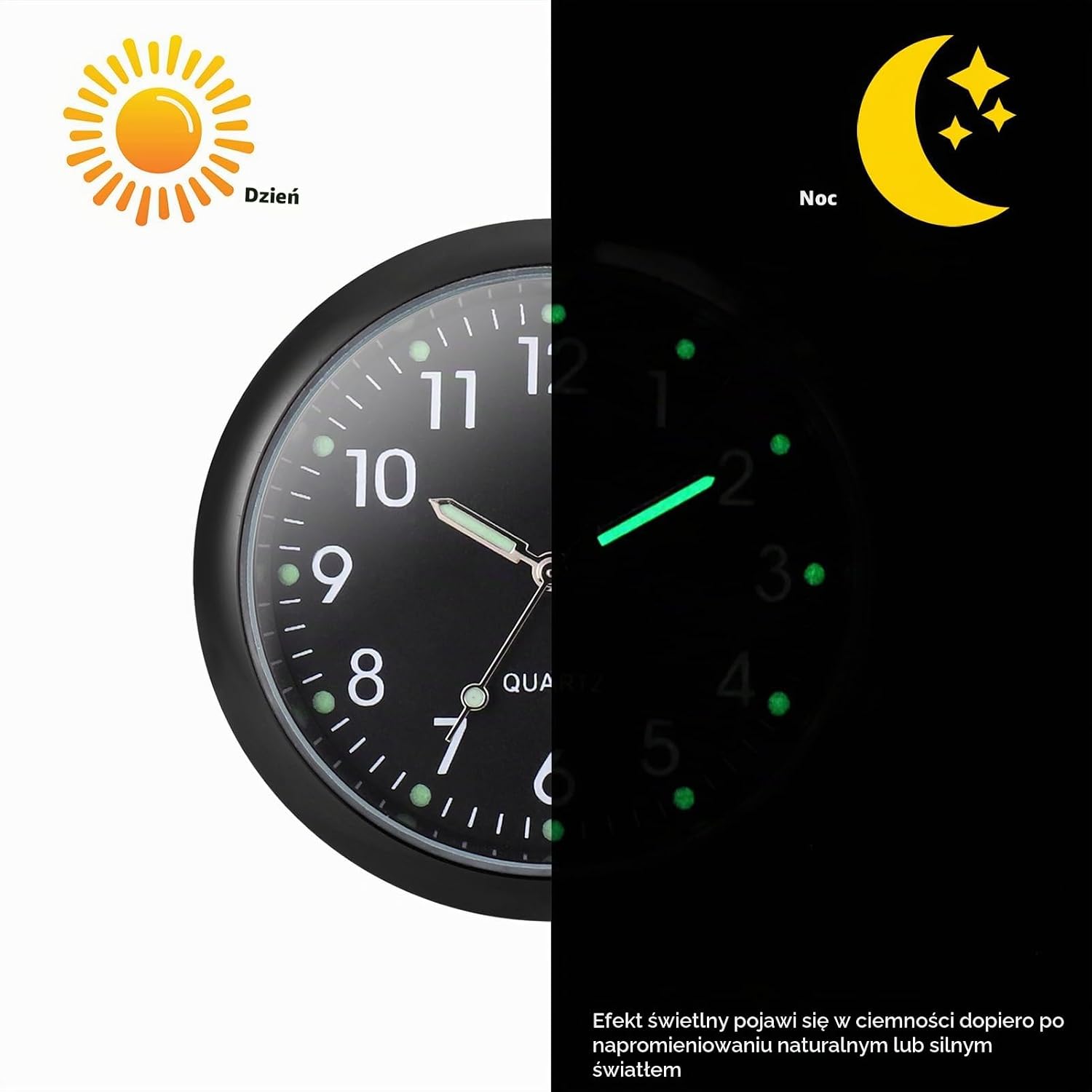 Detalle de JIZZU CZ-A005-1-EU – analogowy zegar samochodowy z mechanizmem kwarcowym, 40 × 40 mm