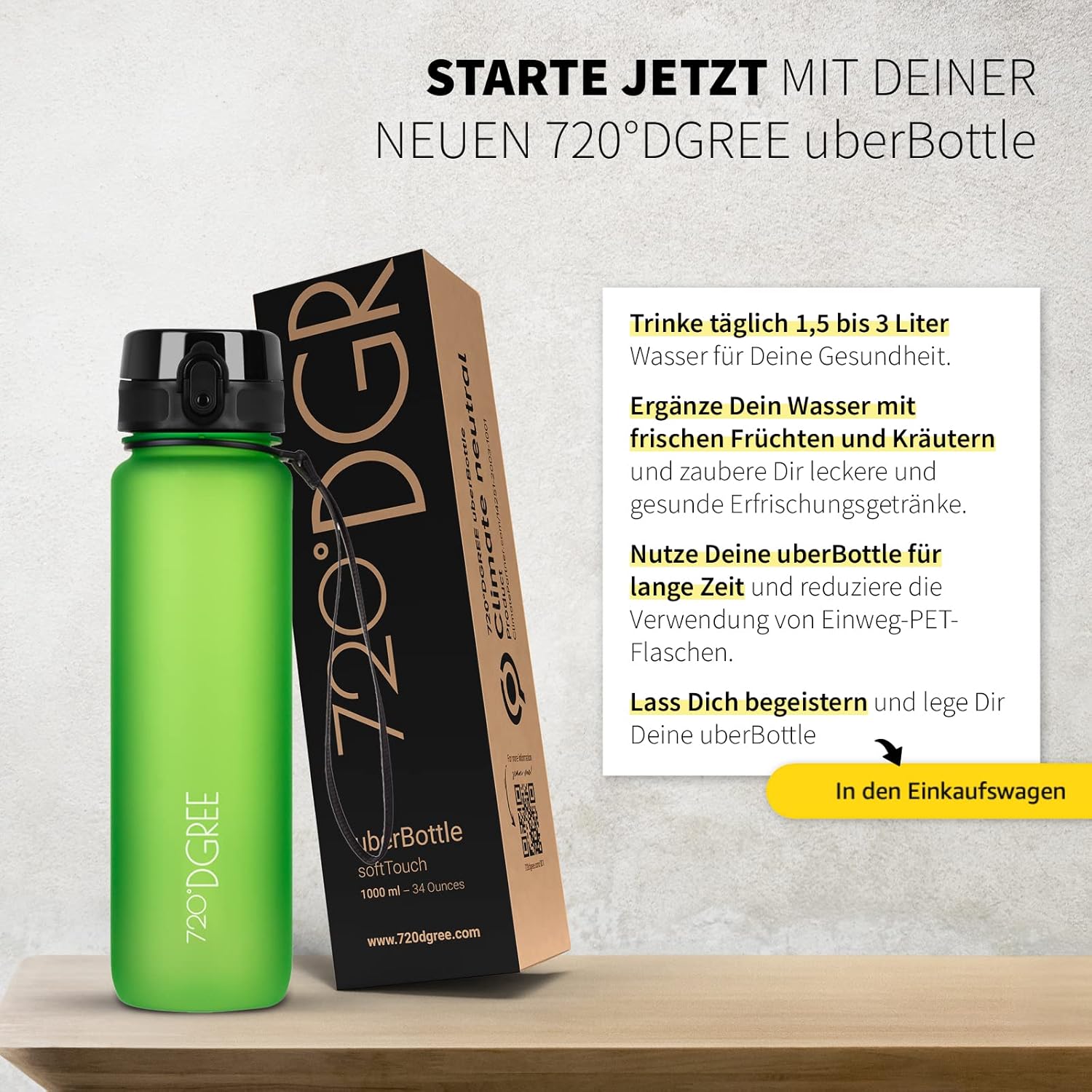 Thumbnail 5 de 720°DGREE Trinkflasche Kinder 500 ml „uberBottle“ softTouch mit Sieb – auslaufsicher, BPA-frei, aus Tritan