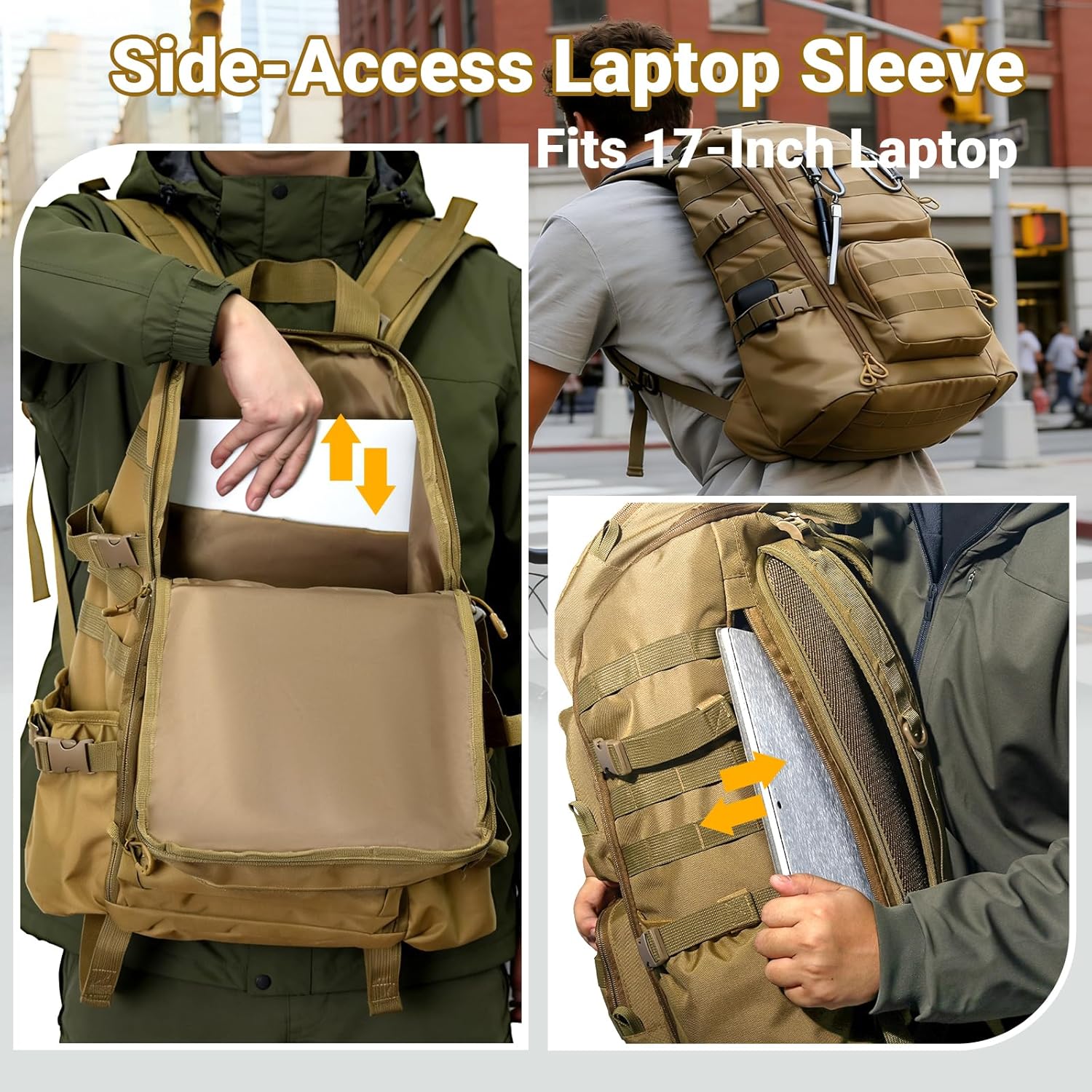 Detalle de Kokkoya Lightweight Tactical Backpack with 17-Inch Laptop Compartment, 40L
